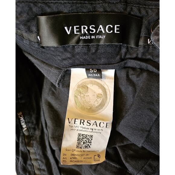 Versace Collection Mens Straight Leg Dress Pants Black EUR 50 Made In Italy 1a - Picture 4 of 8